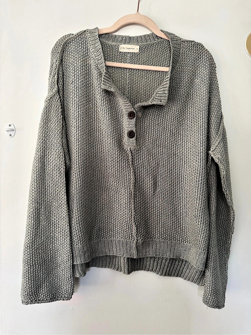 By Together Gray Knit Henley Sweater Like New
Size M